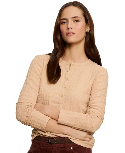 Sanctuary Not So Basic Texture Henley Top In Neutral