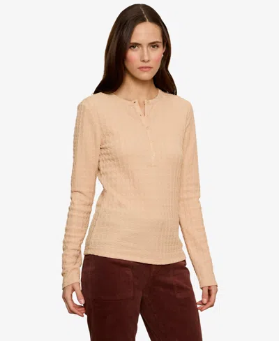 Sanctuary Not So Basic Texture Henley Top In Neutral