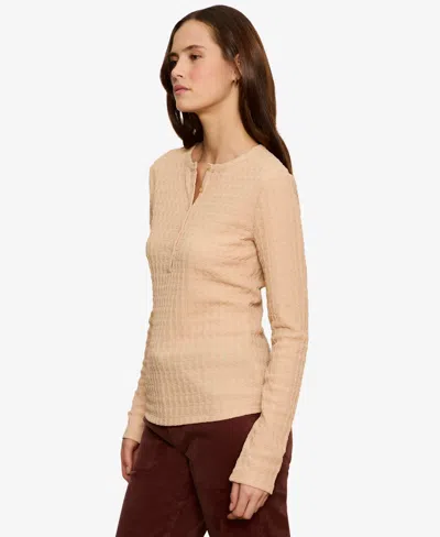 Sanctuary Not So Basic Texture Henley Top In Neutral