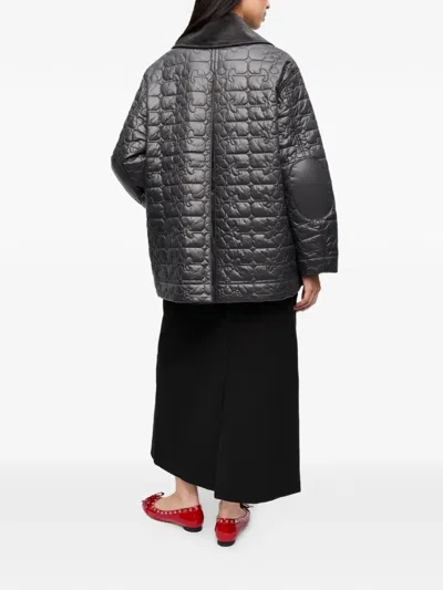 Ganni Quilted Flap-pocket Jacket In Black