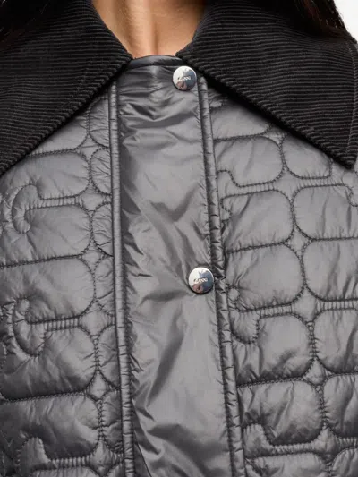 Ganni Quilted Flap-pocket Jacket In Black