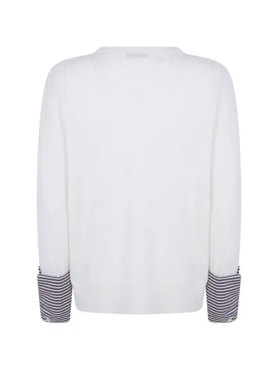 Why Ci Striped-cuff Sweater In White