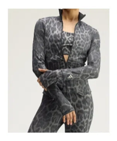 Adidas By Stella Mccartney Truepurpose Leopard-print Technical Jacket In Pigeon Gray/carbon Gray