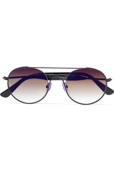 Westward Leaning Cellophane Disco Round-frame Metal Sunglasses In Black