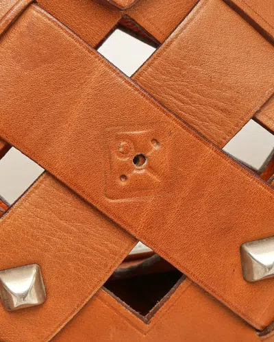 Pre-owned Prada Lattice Stud Hobo Bag In Brown