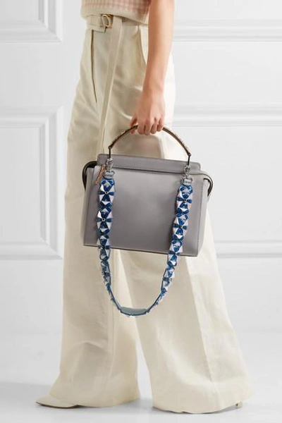Shop Fendi Embellished Leather Bag Strap In Blue