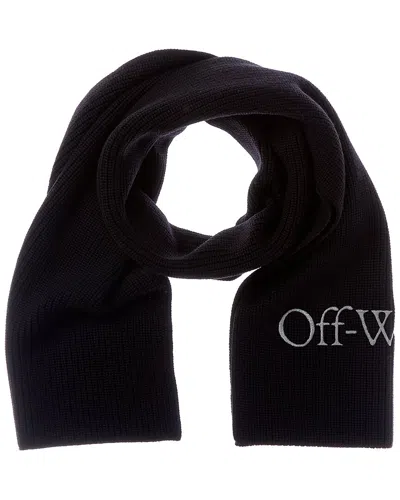 Off-white Knit Wool Scarf In Black
