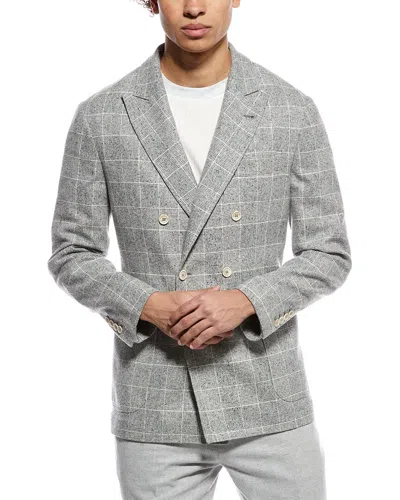 Brunello Cucinelli Silk & Wool-blend Jacket In Gray