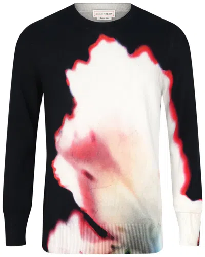 Alexander Mcqueen Solarized Flower-print Pullover Sweater In Black