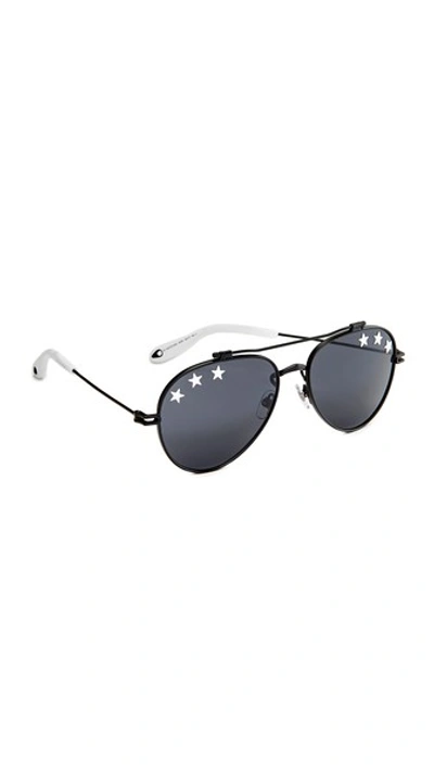 Shop Givenchy Stars Aviator Sunglasses In Black/grey Blue