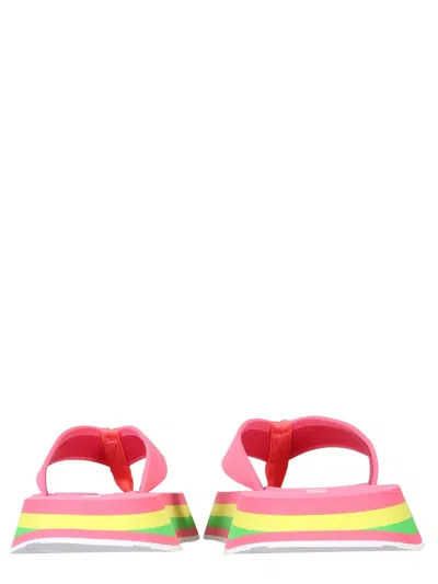 Msgm Striped Thong Sandals In Pink