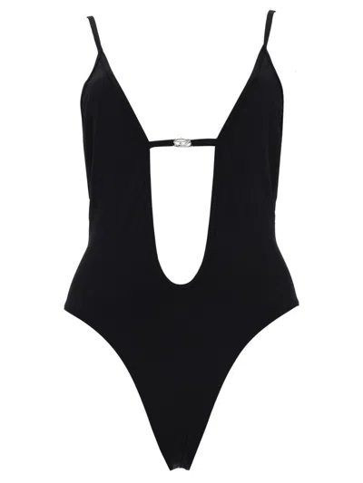 Diesel Minimalist Solid Color Swimsuit In Black