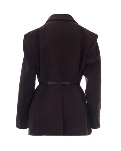 P.a.r.o.s.h Double Breasted Belted Tailoring Jacket Nylon Silk In Brown