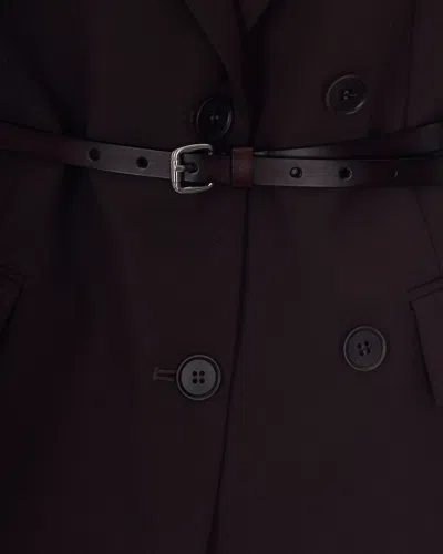 P.a.r.o.s.h Double Breasted Belted Tailoring Jacket Nylon Silk In Brown