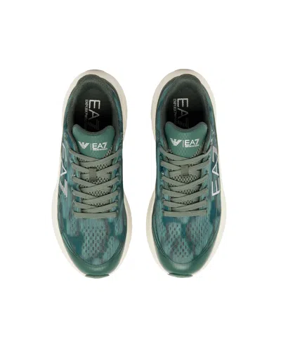 Ea7 Wave Pattern Running Sneakers With Reflective Details In Blue