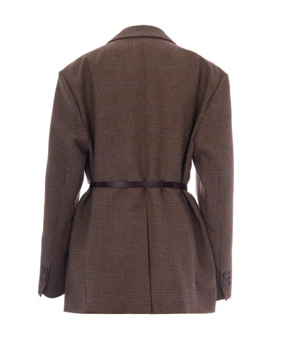 P.a.r.o.s.h . Double-breasted Checked Viscose Wool Blazer In Brown