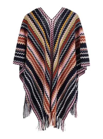 Missoni Wool-blend Chevron Knit Cape In Multi