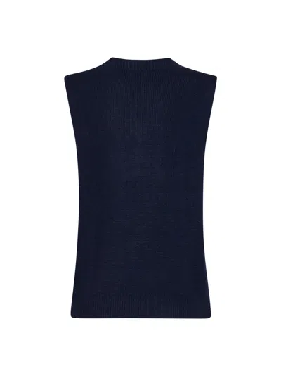 Weekend Max Mara Embroidered Wool Blend Vest In Blue