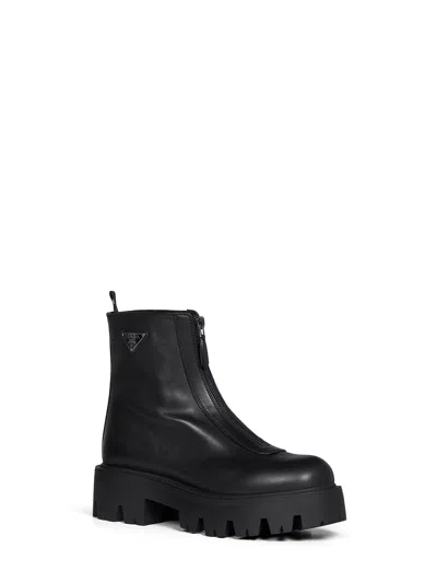 Prada Zip-up Leather Ankle Boot In Multi