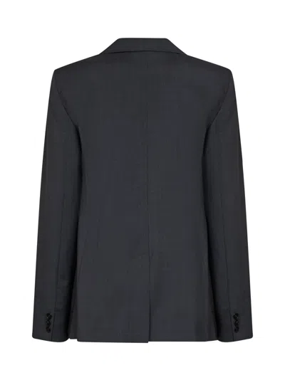 Weekend Max Mara Double-breasted Wool-silk Blend Blazer In Gray