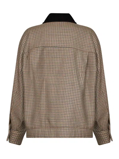Weekend Max Mara Houndstooth-pattern Virgin-wool Jacket In Brown