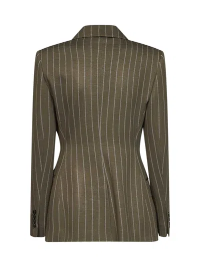 Max Mara Pinstriped Virgin Wool Blazer In Green