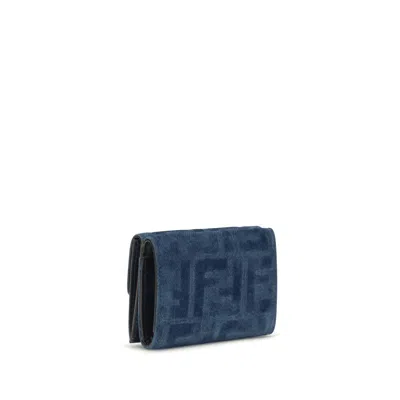 Fendi Ff Monogram Jacquard Wallet In Blue