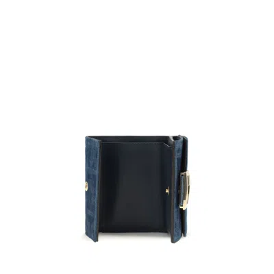 Fendi Ff Monogram Jacquard Wallet In Blue