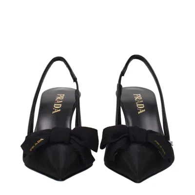 Prada Fabric Slingback Pumps In Black