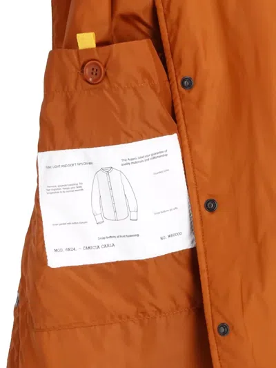 Aspesi Orange Button-up Technical Fabric Jacket In Orange