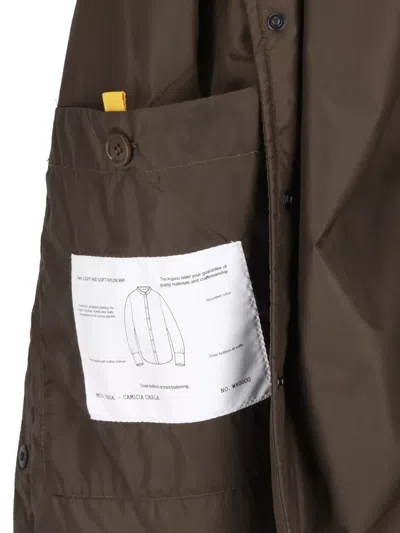 Aspesi Green Button-up Technical Fabric Jacket In Brown