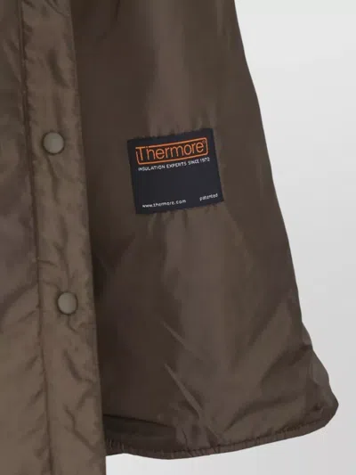 Aspesi Green Button-up Technical Fabric Jacket In Brown