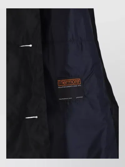 Aspesi Black Single-breasted Technical Fabric Coat In Multi