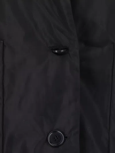 Aspesi Black Single-breasted Technical Fabric Coat In Multi