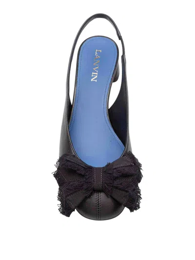 Lanvin Black Bow Small Heel Slingback In Black