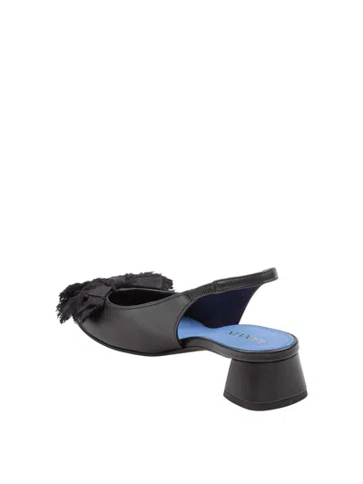 Lanvin Black Bow Small Heel Slingback In Black