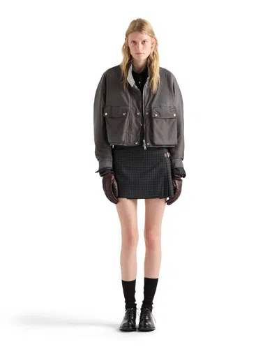 Prada Washed Re-nylon Blouson Jacket In Grey