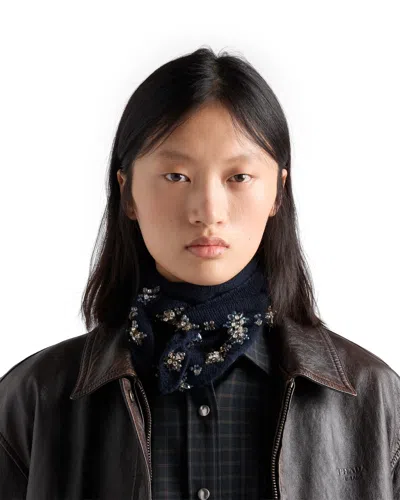 Prada Checked Wool Shirt In Blue