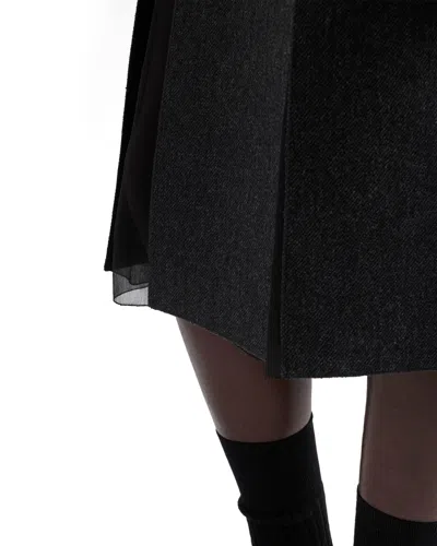 Prada Pleated Wool-silk Midi Skirt In Gray