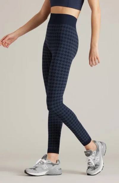 Rhone Houndstooth Seamless Base Layer Leggings In Blue