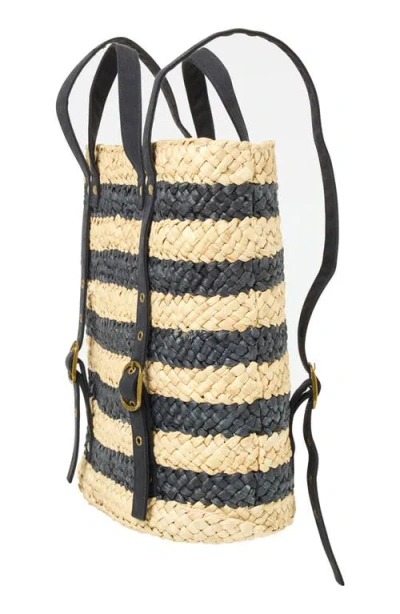 L*space Lspace Summer Days Stripe Straw Backpack In Natural/black