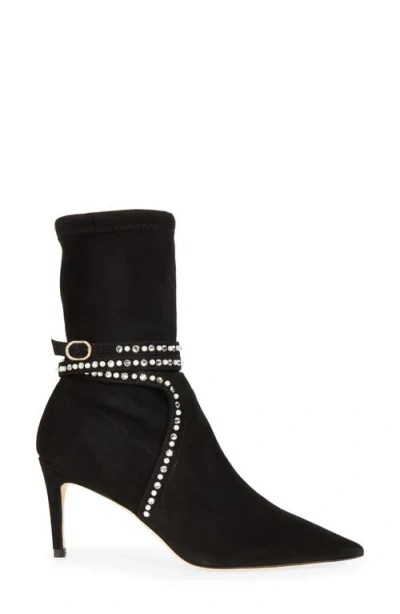 Stuart Weitzman Shine 75 Pointed Toe Bootie In Black