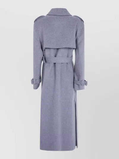 Simkhai Wool Belted Long Coat In Blue
