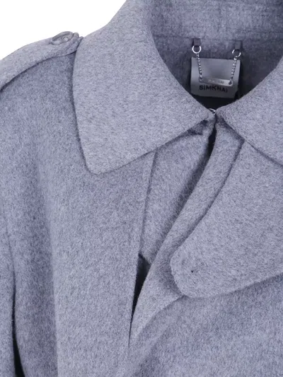 Simkhai Wool Belted Long Coat In Blue