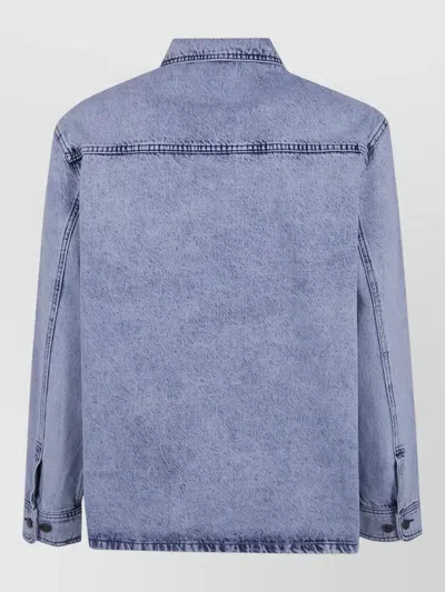 Les Deux Jacket Bleached Denim Overshirt In Blue