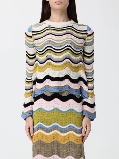 La Doublej Chevron-pattern Cropped Sweater In Multi