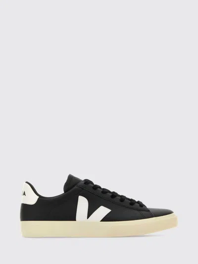 Veja Campo Leather Logo Patch Sneakers In Black