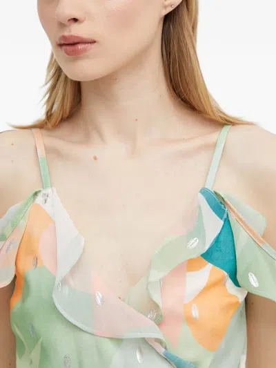 Never Fully Dressed Ruffled Printed Top In Multi
