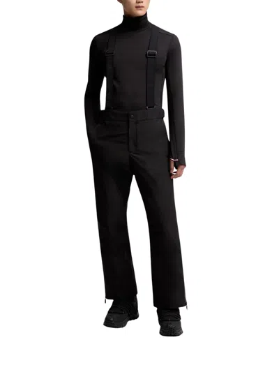 Moncler Adjustable Strap Nylon Technical Pants In Black