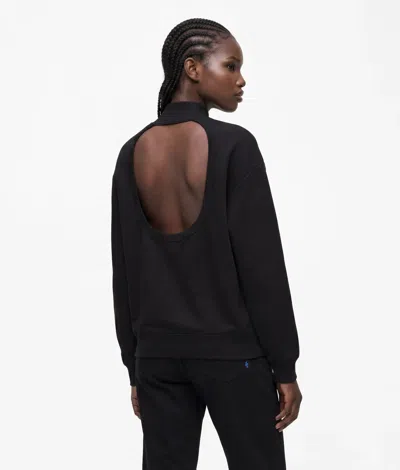 Kl Jeans Open-back Turtleneck Sweatshirt In Black